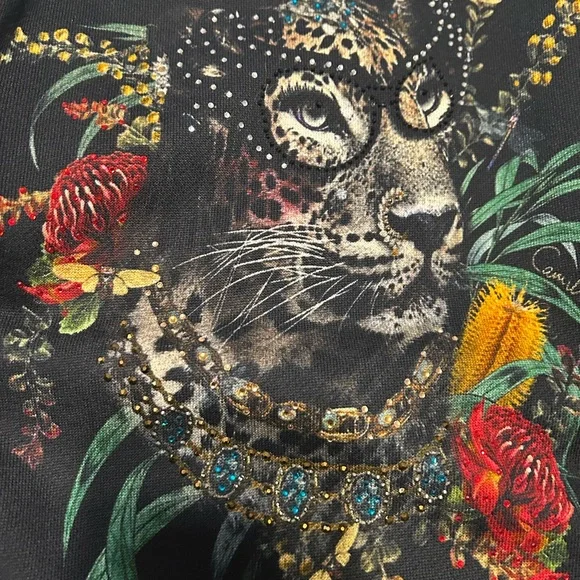 NWT CAMILLA , Large , Botanical Chronicles round neck embellished sweatshirt - Picture 7 of 9